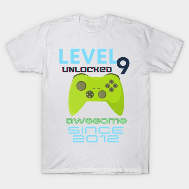 Level 9 Unlocked Awesome 2012 Video Gamer T-Shirt by Fabled Rags 